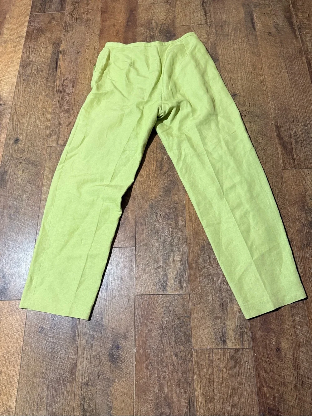 Casual Corner Annex Trousers Pants VTG Y2K 10 Lime Green Wide Leg Crease Linen
